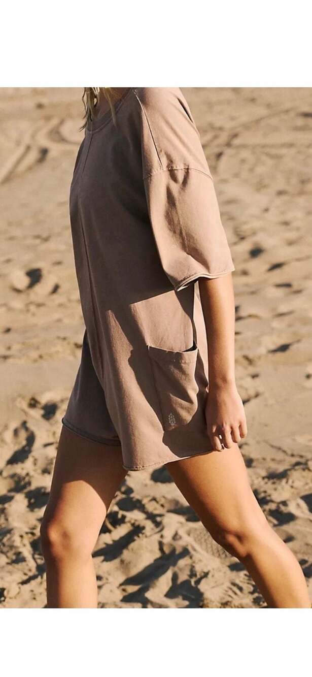 FP Movement Hot Shot Tee Romper Mocha Latte Large boho Summer - Picture 5 of 11